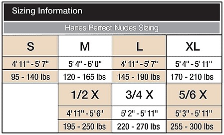 Hanes Shapewear Size Chart
