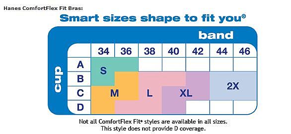 Hanes Comfort Flex Fit Bras Size Chart